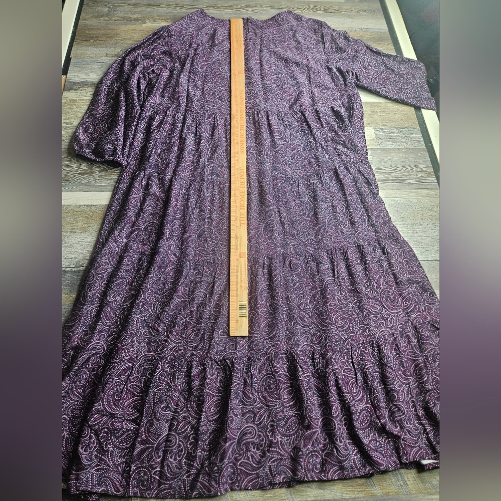 J. Jill NEW Tiered Dress Purple Paisley Size XL Midi - Picture 8 of 12